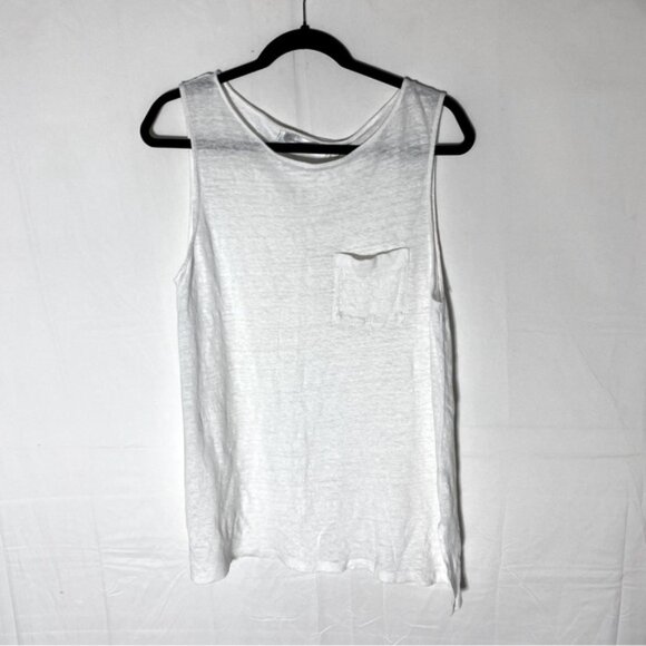 5/$25 Contemporaine White Semi Sheer Sleeveless Blouse With Chest Pocket L - Picture 12 of 12